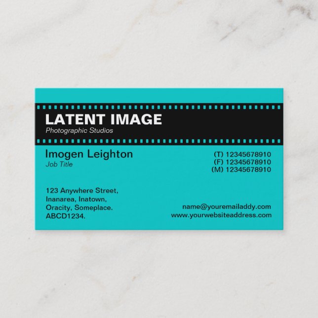 Carte De Visite En-tête de bande de film - Turquoise (Devant)
