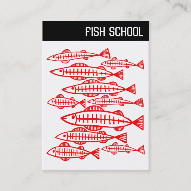 Carte De Visite En-tête V - ÉCOLE DE POISSONS - Rouge (Devant)