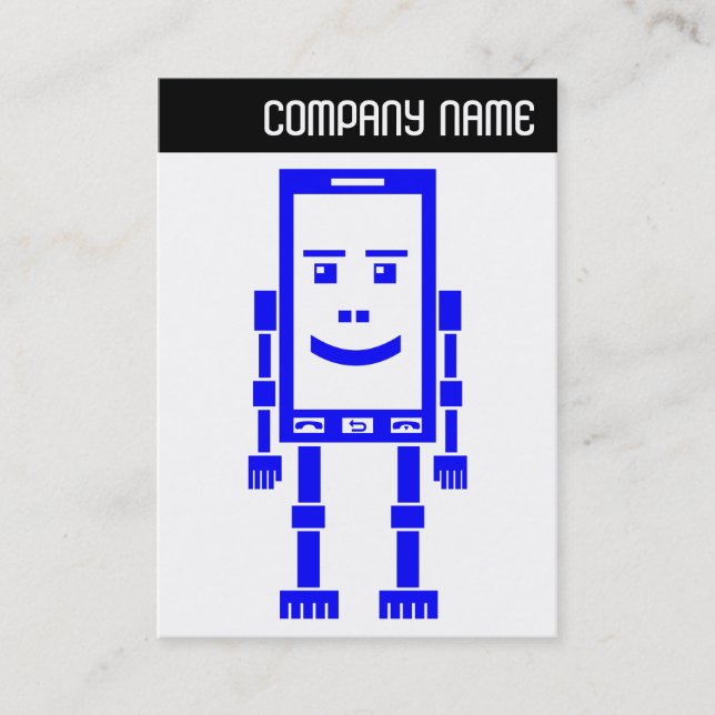 Carte De Visite En-tête V - Robo Téléphone - Bleu (Devant)
