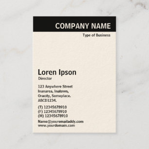 Carte De Visite En-tête vertical - Noir avec blanc (carte Crème)