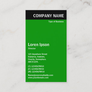 Carte De Visite En-tête vertical - Noir avec vert 009900