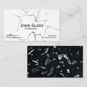 Carte de visite en verre brisé noir blanc