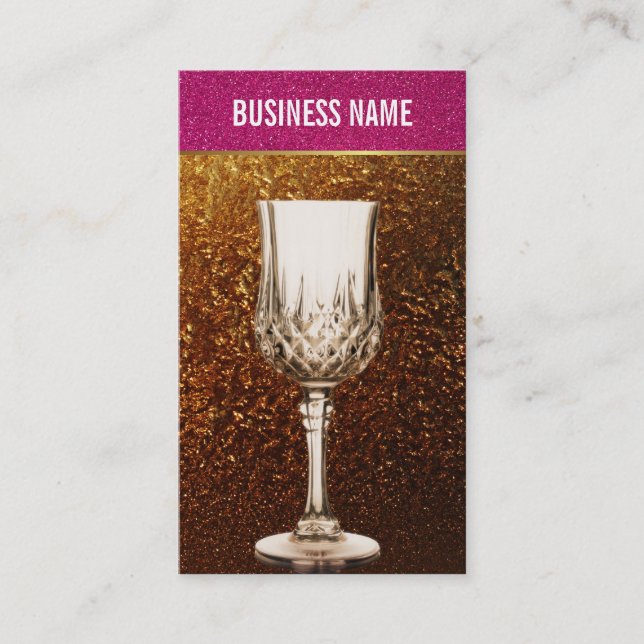 Carte de visite en verre de vin or et Parties scin (Devant)