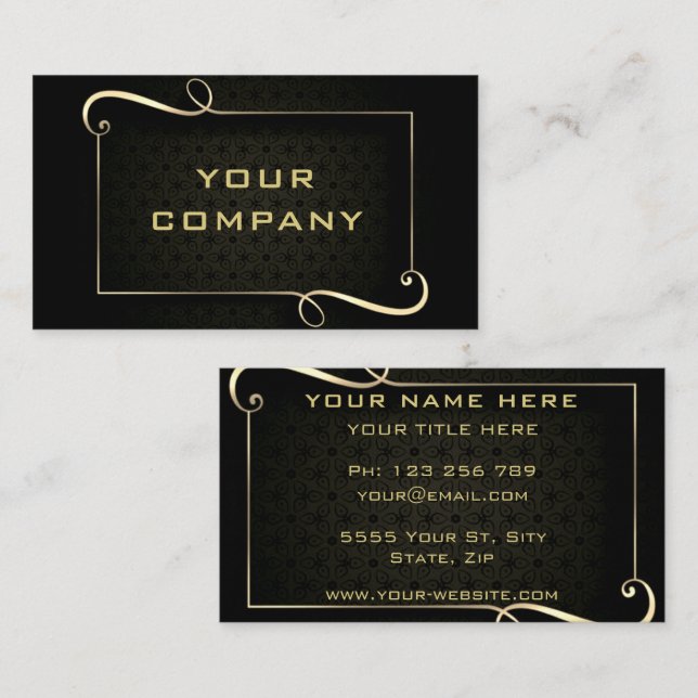 Carte de visite encadré noir et or (Devant / Derrière)