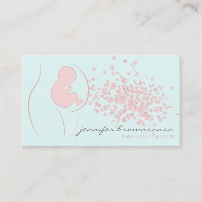 Carte De Visite Enceinte de l'entraîneur de naissance Doula Turquo (Devant)