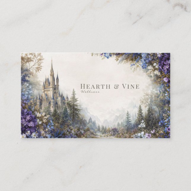 Carte De Visite Enchanted Fairytale Castle Floral Mountain Valley (Devant)