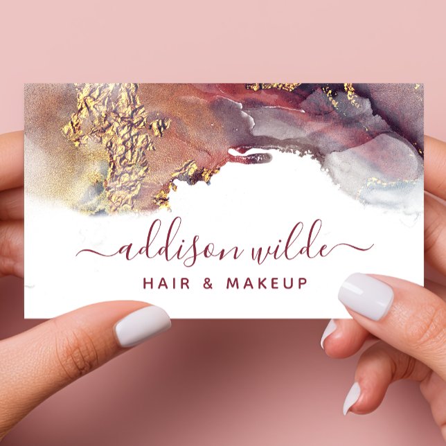 Carte De Visite Encre D'Aquarelle Liquide D'Art Moderne Purple Et  (Créateur téléchargé)