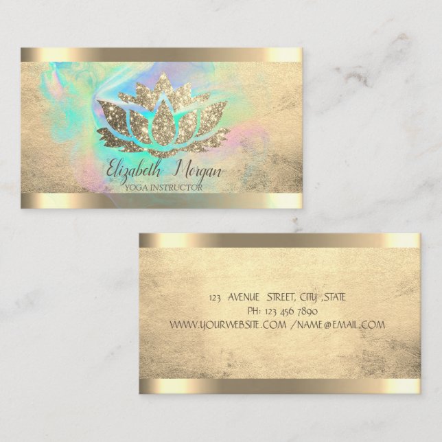 Carte De Visite Encre holographique Lotus Flower Gold (Devant / Derrière)