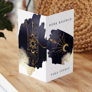 Carte De Visite Encre noire holistique céleste solaire et lune
