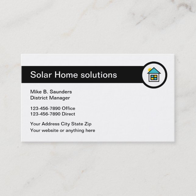 Carte De Visite Énergie à la maison solaire (Devant)