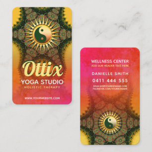 Carte De Visite Énergie Lumineuse Vert Mandala Balance Yoga Nouvel