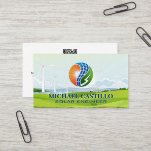 Carte De Visite Énergie renouvelable Usine solaire et éolienne