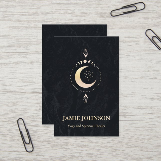 Carte De Visite Énergie Spirituelle Heiler Reiki Moon Phase Yoga (Devant/Arrière en situation)