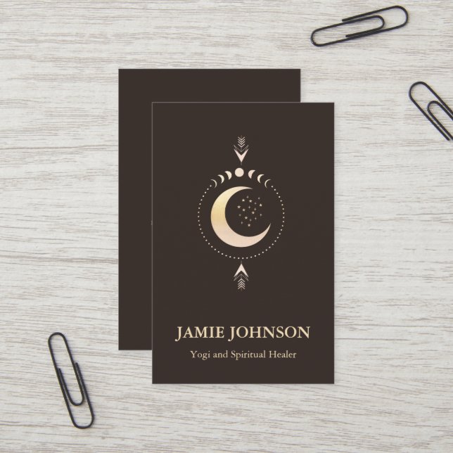 Carte De Visite Énergie Spirituelle Heiler Reiki Moon Phase Yoga (Devant/Arrière en situation)