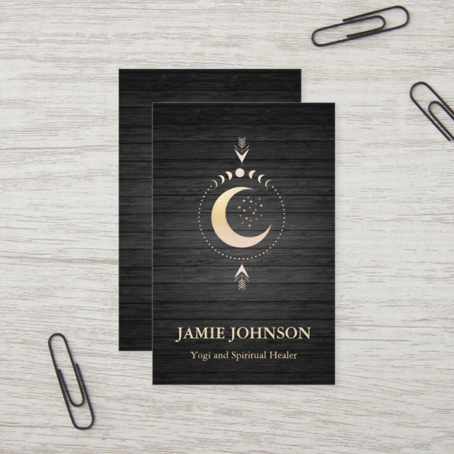 Carte De Visite Énergie Spirituelle Heiler Reiki Moon Phase Yoga (Devant/Arrière en situation)