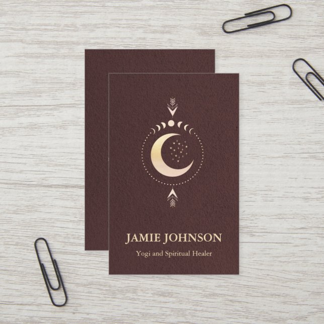Carte De Visite Énergie Spirituelle Heiler Reiki Moon Phase Yoga (Devant/Arrière en situation)