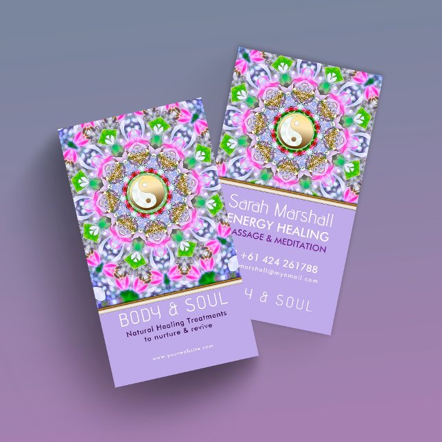Carte De Visite Energy Healing Holistic Lilac Gold Sparkle (Créateur téléchargé)