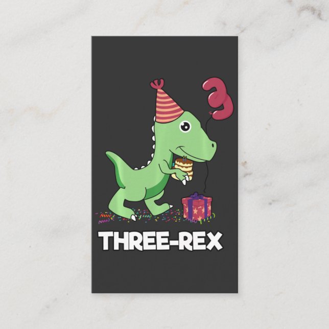 Carte De Visite Enfant de 3 ans Anniversaire Dinosaur Enfants de 3 (Devant)