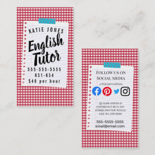 Carte De Visite Enfants Anglais tuteur examen d'apprentissage à d