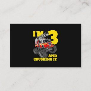 Carte De Visite Enfants Camion d'incendie 3e anniversaire garçon b