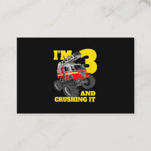 Carte De Visite Enfants Camion d'incendie 3e anniversaire garçon b