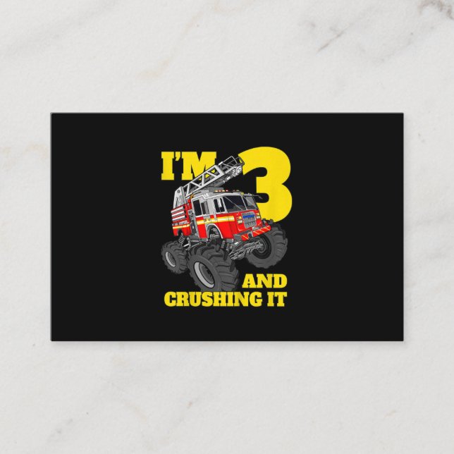 Carte De Visite Enfants Camion d'incendie 3e anniversaire garçon b (Devant)
