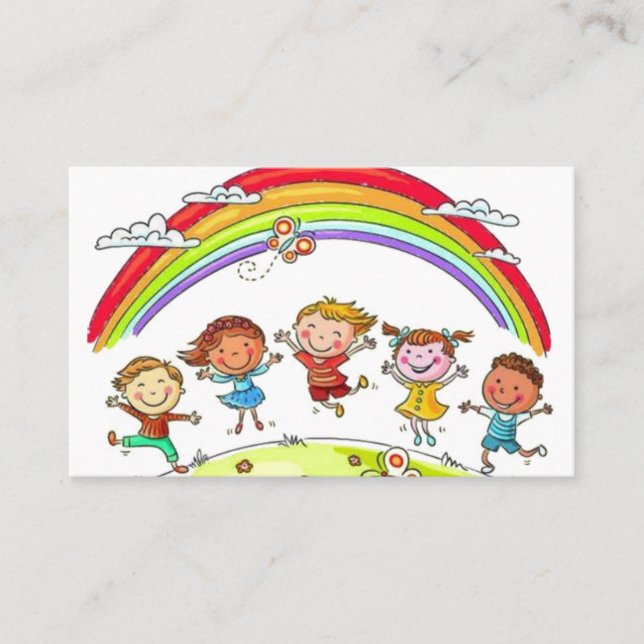 Carte De Visite Enfants en caricature mignonne Garde d'enfants Arc (Devant)