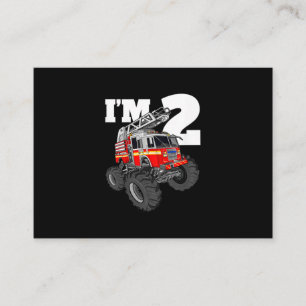 Carte De Visite Enfants Monster Fire Truck 2e Birthday Boy 2 Toddl