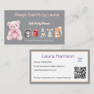 Carte De Visite Enfants Planificateur de fête Pastel Teddy Bear Co