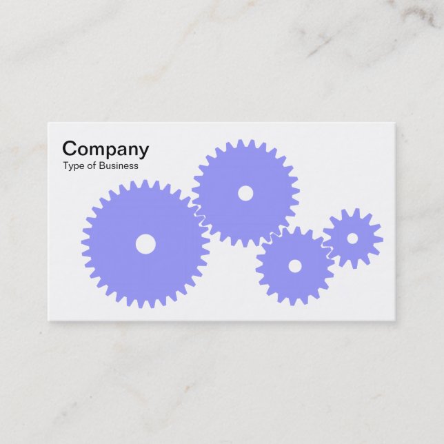 Carte De Visite Engrenages - Bleu Pastel sur Blanc (Devant)
