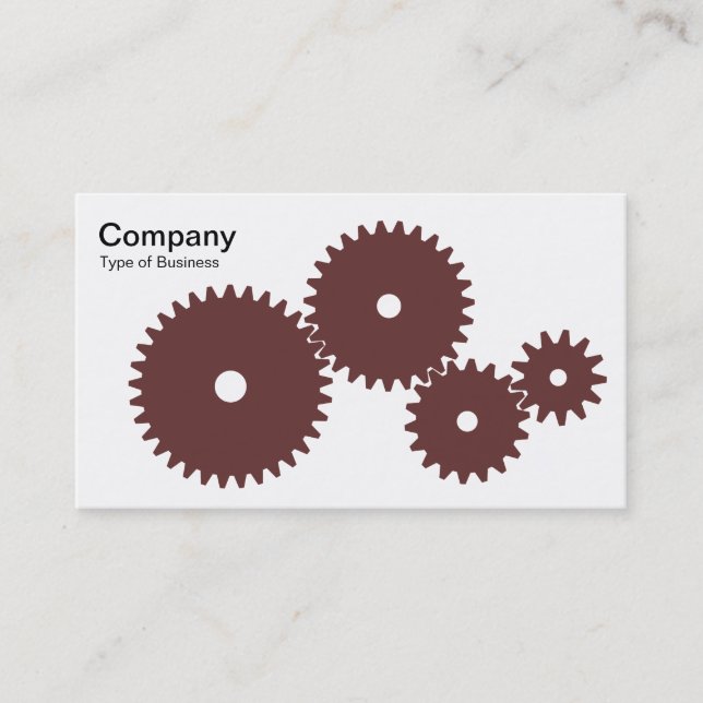 Carte De Visite Engrenages - Chocolat sur blanc (Devant)