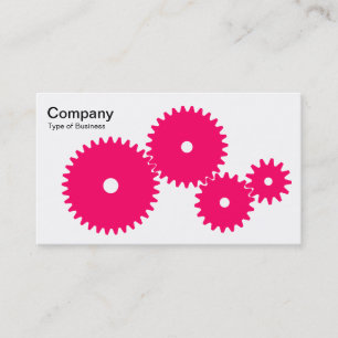 Carte De Visite Engrenages - Rouge néon sur blanc
