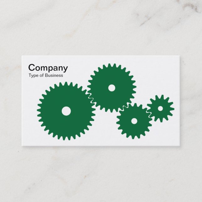 Carte De Visite Engrenages - Vert de la forêt sur blanc (Devant)
