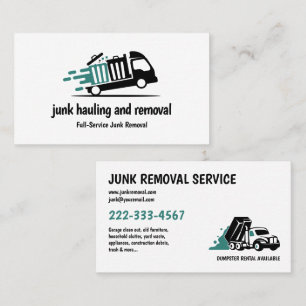 CARTE DE VISITE ENLÈVEMENT DE DÉCHETS ÉLIMINATION DES DÉCHETS TEAL