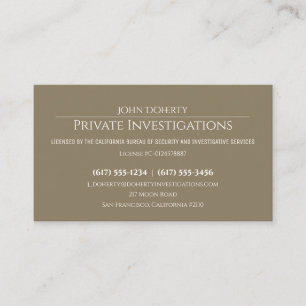 Carte De Visite Enquêtes privées Inspecteur professionnel