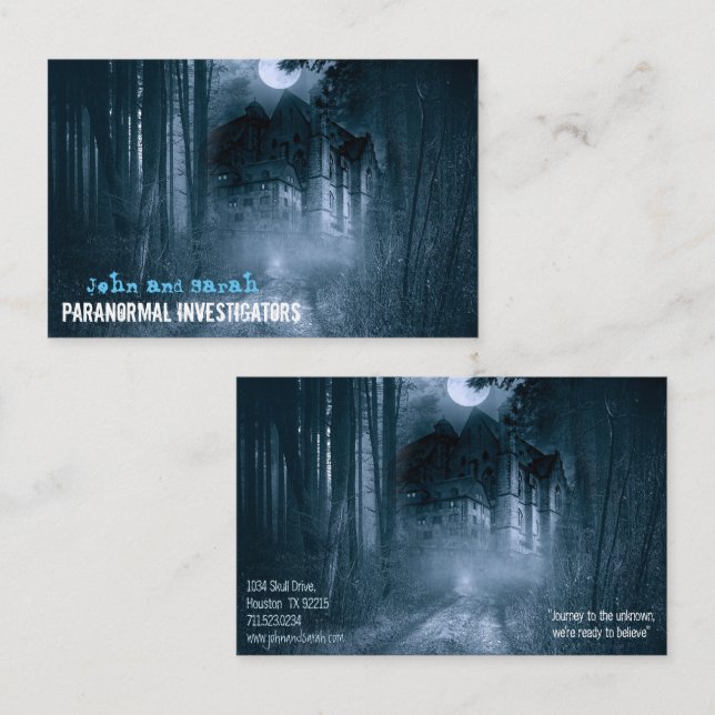 Carte De Visite Enquêteur paranormal Manoir hanté (Devant / Derrière)