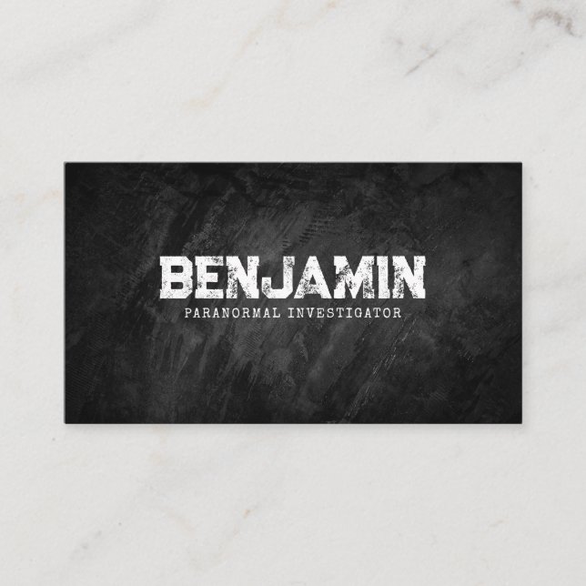 Carte De Visite Enquêteur paranormal tendance Noir détendu (Devant)