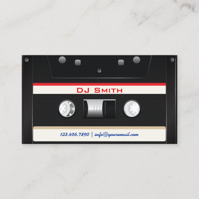 Carte De Visite Enregistreur à cassettes noir frais du DJ (Devant)