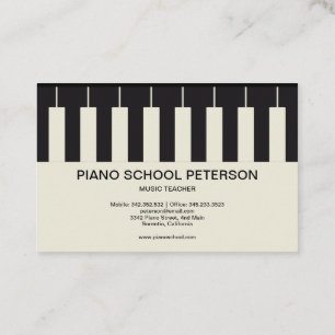 Carte De Visite Enseignant de l'école de piano personnalisable