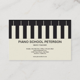 Carte De Visite Enseignant de l'école de piano personnalisable