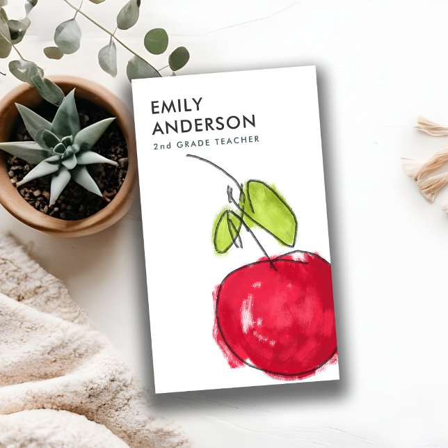 CARTE DE VISITE ENSEIGNANT DE L'ÉCOLE MODERNE PEINTURE HUILE POMME (Créateur téléchargé)