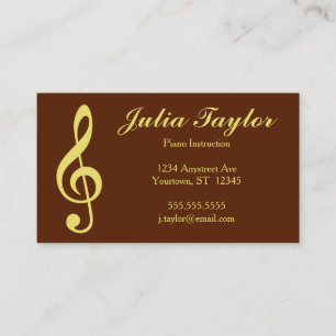 Carte De Visite Enseignant de musique Golden Treble Clef