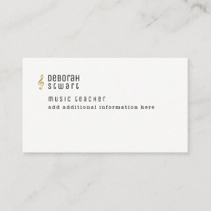 Carte De Visite enseignant de musique minimaliste