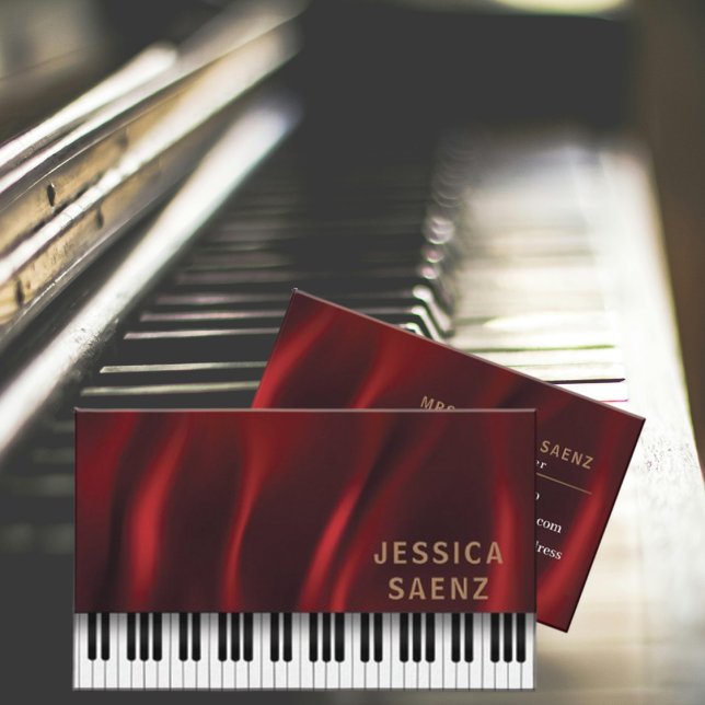 Carte De Visite Enseignant de piano Hot Red Velvet moderne (Créateur téléchargé)
