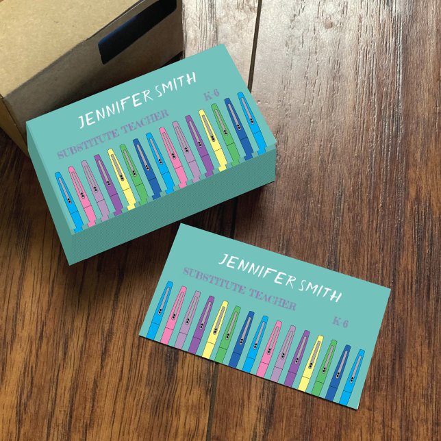 Carte de visite enseignant du remplaçant de l'écol (Créateur téléchargé)