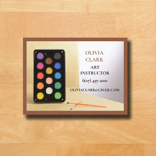 Carte De Visite Enseignant en art Brown Enseignant Enseignant Clas