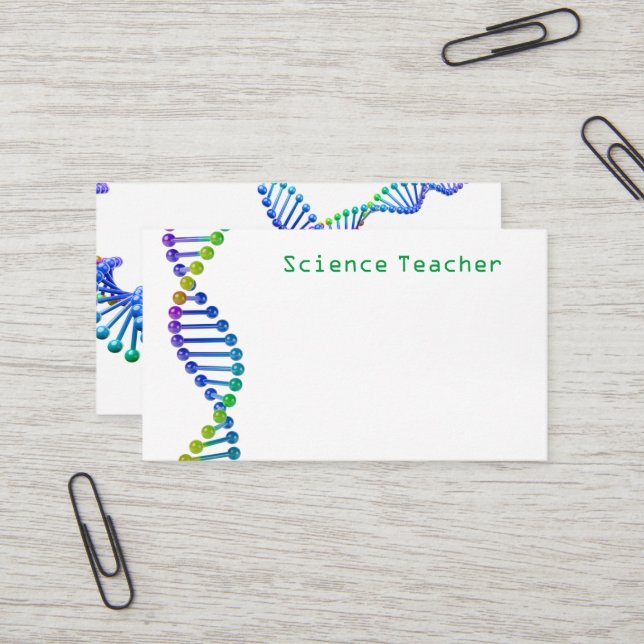 Carte De Visite Enseignant en science 3D ADN double hélice (Devant/Arrière en situation)