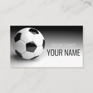 Carte De Visite Enseignant Joueur de football Noir Blanc élégant