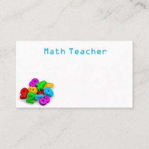 Carte De Visite Enseignant mathématique en nombres colorés en 3D