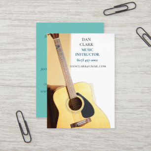 Carte De Visite Enseignant/Musicien turquoise/ Guitare acoustique